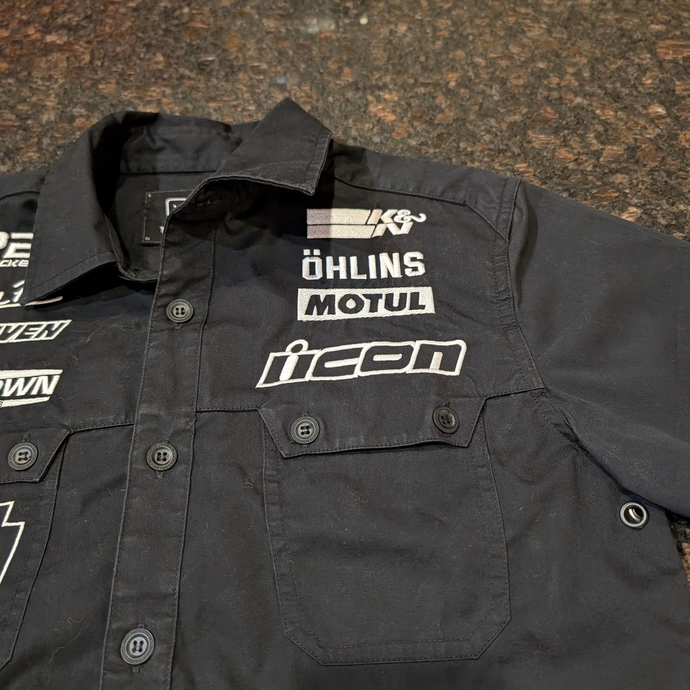 Icon Motorsports Kingsley Men’s Black Button-Up Team Shop Motorcycle Gear (S) - Picture 6 of 7